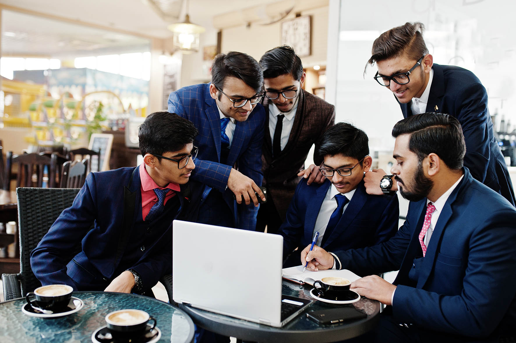 Collaborative process of indian business mans during brainstormi